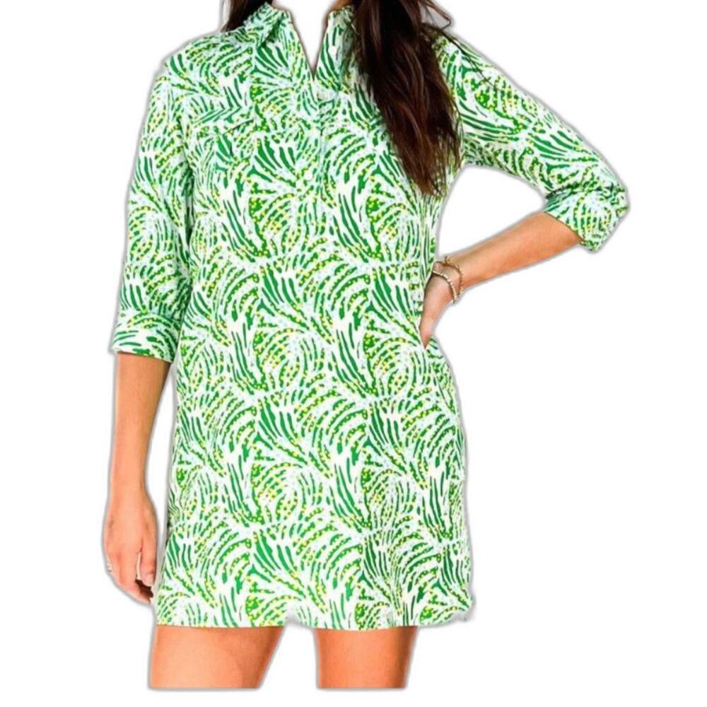 New With Tags La Jolla Dress by La Plage Shirtdress Green White Boutique